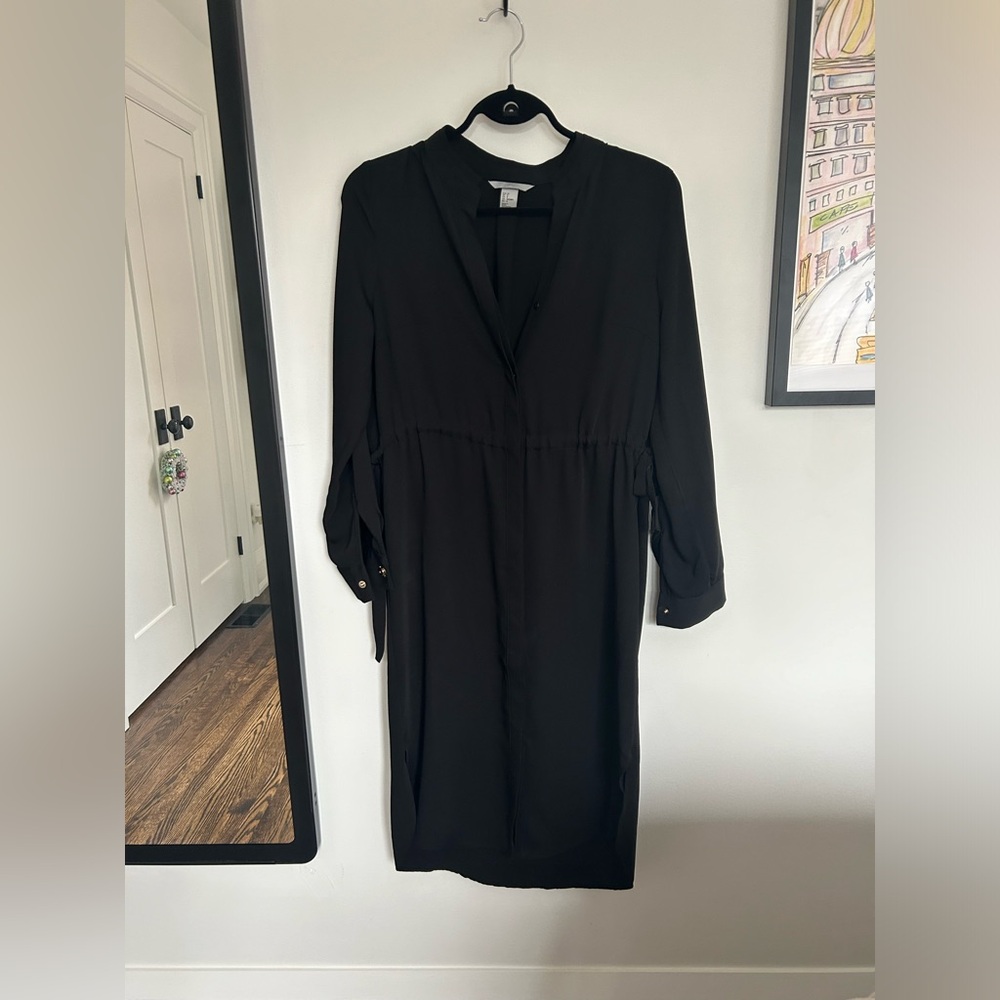 Long sleeve shirt dress mid length